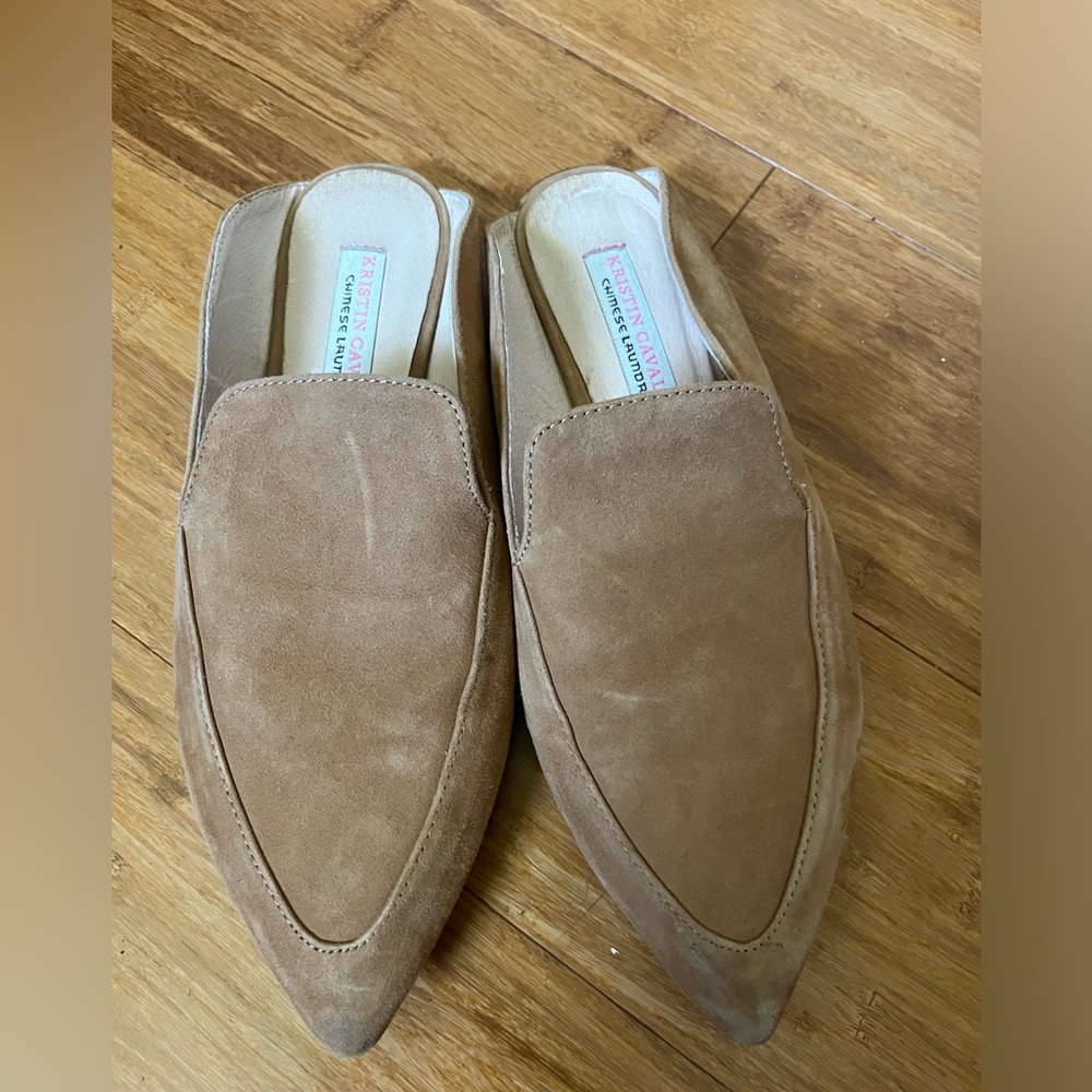 Kristin Cavallari Tan Suede Mules Size 7